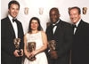 Mark Walters, Chris Grubb and Louise Braham, winners of the Award for Titles, with citation reader Bill Paterson.