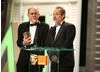 Richard King and Ed Novack picked up the BAFTA for their sterling work on sci-fi blockbuster Inception. (Pic: BAFTA/Stephen Butler)