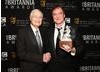 Producer Roger Corman with Quentin Tarantino who was honored with the Britannia Award for Excellence in Directing.