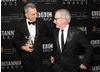 Daniel Day-Lewis enjoys a moment with Steven Spielberg, backstage at the 2012 Britannia Awards.