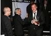 Quentin Tarantino fresh from the stage after receiving his Britannia Award for Excellence in Directing.