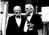 Sir Alec Guiness celebrates his Academy fellowship with Sir David Lean in 1989.