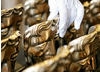 BAFTA masks are polished before the Orange British Academy Film Awards.