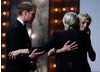 Uma Thurman warmly welcomes to the stage 2010's British Film Academy Fellow, Vanessa Redgrave (BAFTA/Brian Ritchie).