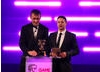 Supersonic Software founder Pete Williamson and actor Warren Brown announce the winners of the Game Innovation BAFTA.