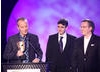 Phil Davies, Neville Astley and Mark Baker collect the Pre-School Animation Award for Ben and Holly's Little Kingdom.
