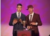 Britain's Got Talent finalists and Olympic Torch Relay performers Twist & Pulse present the award for Learning - Secondary.