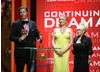 The writing and production team of Eastenders, along with cast members, collect the Continuing Drama Award. (BAFTA/Steve Butler)