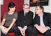 Kym Marsh with fellow cast member David Neilson who plays Roy Cropper, with writer Tony Warren. Pic: Steve Butler
