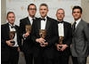 The winning team behind The Million Pound Drop Live with presenter Jonathan Bailey. (Pic: BAFTA/Chris Sharp)