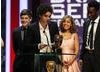 The cast of Misfits; Iwan Rheon, Robert Sheehan, Nathan Stewart Jarrett and Antonia Thomas, pick up their Drama Series BAFTA. (BAFTA/Steve Butler)