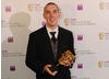 Robert Bowling celebrates his Gameplay Award for Call of Duty 4: Modern Warfare  (BAFTA / James Kennedy). 
