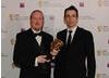James Honeywell received the BAFTA Award for Professor Layton and the Curious Village from Ralf Little, star of Two Pints of Lager and a Packet of Crisps and The Royle Family (BAFTA / James Kennedy). 