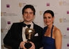 Scottish TV presenter Kirsty Gallacher presented the Best Game Award to Rob Lowe for Super Mario Galaxy (BAFTA / James Kennedy). 