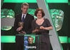 The Thick Of It actors Peter Capaldi and Rebecca Front present the award for Entertainment Programme.