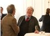 Actor John Hurt catching up with Alan Parker at Savoy, London.