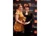 Gemma Arterton and Hayley Atwell posing for photographers after presenting Orange British Academy Film Awards 2009 nominees