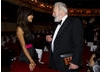 Actress and Award presenter Thandie Newton chats to Academy Fellow Anthony Hopkins before the ceremony (pic: BAFTA / Camera Press).