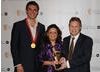 Olympian Pete Reed with the Factual Award winners at the EA British Academy Children's Awards in 2008.