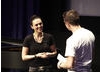 TV presenter Chris Jarvis talks to actor Katie McGrath about her character Morgana (BAFTA / Jonny Birch).
