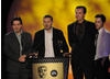 Jon Adams, Andrew Chater and Paul Trainor accept their BAFTA for the expertly-produced Timelines.tv: Smallpox Through Time. Pic: BAFTA/Steve Finn