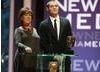 Lynda Bellingham and actor Max Brown present the New Media BAFTA. (BAFTA/Steve Butler)