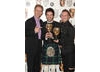 Matthew Napier, James Mackenzie and Paul Hineman with their Entertainment category BAFTAs for Raven