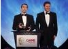 Evan Wells and Christophe Balestra, the development team behind Uncharted 2: Among Thieves, accepting the award for best Action Game (BAFTA/Brian Ritchie)
