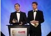 Evan Wells and Christophe Balestra make their acceptance speech after winning the Original Score category for Uncharted 2: Among Theives (BAFTA/Brian Ritchie)