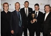 Representatives of the winner of Independent Production Company of the Year, Astley Baker Davies, with citation reader Jake Humphrey.