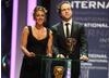 Spooks actress Miranda Raison and Rafe Spall announce that Mad Men is the winner of the International BAFTA.(BAFTA/Steve Butler)
