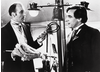 Christopher Lee as Mycroft Holmes with Robert Stephens who played Sherlock Holmes. Pic: SNAP/ REX Features