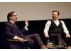 Ricky Gervais and moderator John Hodgman at the Q&A for 
