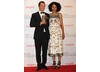 Dominic West celebrates his BAFTA win for Appropriate Adult alongside award presenter Sophie Okonedo.