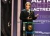 The Award for Supporting Actress was awarded to Rebecca Hall for her role in Red Riding. Julian Jarrod, co-director of the trilogy accepts the Award on Rebecca's behalf. (BAFTA/Steve Butler)