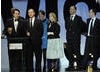 The Peep Show team collect their Situation Comedy Award.