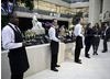 Waiters line up awaiting the arrival of guests at the Television and Television Craft Awards nominees party. (Pic: BAFTA/Alexandra Thompson)
