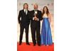 Presenters Chris Hemsworth and Hayley Atwell with BAFTA-winning costume designer Mark Bridges.