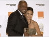 Forest Whitaker, with his Actor in a Leading Role BAFTA for The Last King Of Scotland, and Thandie Newton.