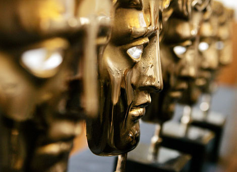 BAFTA masks wait to be presented at the Orange British Academy Film Awards.