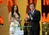 Alesha Dixon and Piers Morgan onstage at the British Academy Television Awards. 