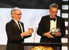 Steven Spielberg presenting Daniel Day-Lewis with the Stanley Kubrick Britannia Award for Excellence in Film.