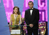 Hugh Bonneville and Emilia Fox presenting the Situation Comedy Award.
