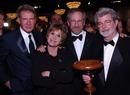 Harrison Ford, Carrie Fisher, Steven Spielberg and George Lucas.