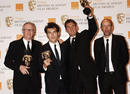 Atonement's Best Film BAFTA was collected by (l-r) producer Paul Webster, director Joe Wright and producers Tim Bevan and Eric Fellner (pic: BAFTA / Richard Kendal)