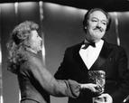MICHAEL GAMBON winner of the 1986 TELEVISION ACTOR Award for his performance in THE SINGING DETECTIVE (1986) presented by BILLIE WHITELAW (citation reader) at the Awards Ceremony in 1987