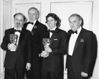 People involved with the film JEAN DE FLORETTE (1987): CLAUDE BERRI winner of the 1987 FILM Award, YVES MONTAND nominee for the 1987 ACTOR Award, DANIEL AUTEUIL winner of the 1987 ACTOR IN A SUPPORTING ROLE Award and KEN RIVE the distributor of the film at the Awards Ceremony in 1988