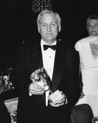 JOHN THAW winner of the 1989 TELEVISION ACTOR Award for his performance in INSPECTOR MORSE (1989) with SHEILA HANCOCK at the Awards Ceremony in 1990