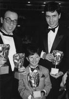 GUISEPPE TORNATORE winner of the 1990 FILM NOT IN THE ENGLISH LANGUAGE  Award and the 1990 ORIGINAL SCREENPLAY Award for CINEMA PARADISO, SAVATORE CASCIO winner of the 1990 ACTOR IN A SUPPORTING ROLE Award for his performance in CINEMA PARADISO (1990) and ANDREA MORRICONE (with ENNIO MORRICONE) winner of the 1990 ORIGINAL FILM SCORE Award for CINEMA PARADISO at the Awards Ceremony in 1991