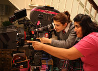 Gurinder Chadha and Georgia Groome during filming of Angus, Thongs And Perfect Snogging Gurinder Chadha filming Angus, Thongs And Perfect Snogging